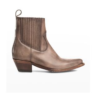 Frye Sacha Leather Western Chelsea Booties stone